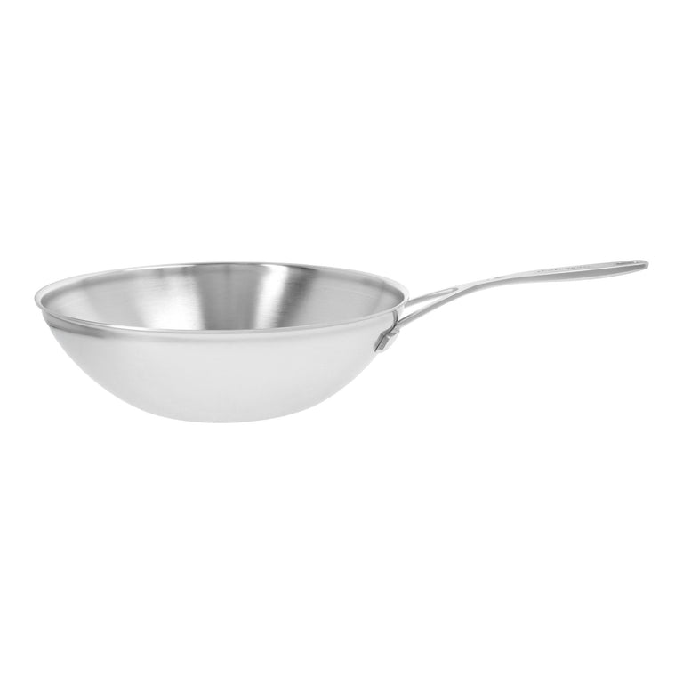 Demeyere 5 Qt. Stainless Steel Flat Bottom Wok, Industry Series