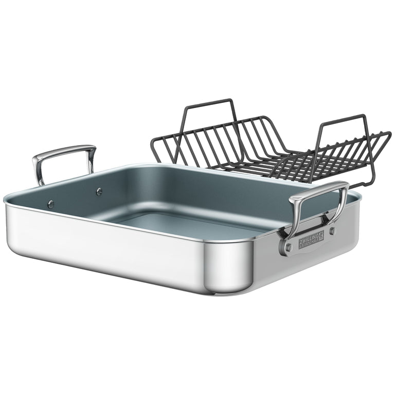 ZWILLING Polished Stainless Steel Ceramic Non-Stick Roasting Pan, Cookware Specialties Series