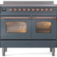 ILVE Nostalgie II 40" Induction Range with Element Stove and Electric Oven in Blue Grey with Copper Trim, UPDI406NMPBGP