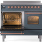 ILVE Nostalgie II 40" Induction Range with Element Stove and Electric Oven in Blue Grey with Copper Trim, UPDI406NMPBGP