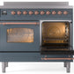 ILVE Nostalgie II 40" Induction Range with Element Stove and Electric Oven in Blue Grey with Copper Trim, UPDI406NMPBGP