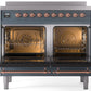ILVE Nostalgie II 40" Induction Range with Element Stove and Electric Oven in Blue Grey with Copper Trim, UPDI406NMPBGP