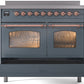 ILVE Nostalgie II 40" Induction Range with Element Stove and Electric Oven in Blue Grey with Copper Trim, UPDI406NMPBGP