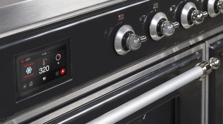 ILVE Majestic II 40" Induction Range with Element Stove and Electric Oven in Glossy Black with Chrome Trim, UMDI10NS3BKC