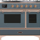 ILVE Majestic II 40" Dual Fuel Natural Gas Range in Blue Grey with Copper Trim, UMD10FDNS3BGP