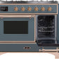 ILVE Majestic II 40" Dual Fuel Natural Gas Range in Blue Grey with Copper Trim, UMD10FDNS3BGP