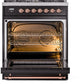 ILVE Nostalgie II 30" Dual Fuel Natural Gas Range in Black with Copper Trim, UP30NMPBKP
