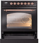 ILVE Nostalgie II 30" Dual Fuel Natural Gas Range in Black with Copper Trim, UP30NMPBKP