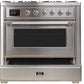 ILVE Majestic II 36" Dual Fuel Natural Gas Range in Stainless Steel with Chrome Trim, UM09FDNS3SSC
