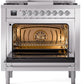 ILVE Nostalgie II 36" Dual Fuel Natural Gas Range in Stainless Steel with Chrome Trim, UP36FNMPSSC