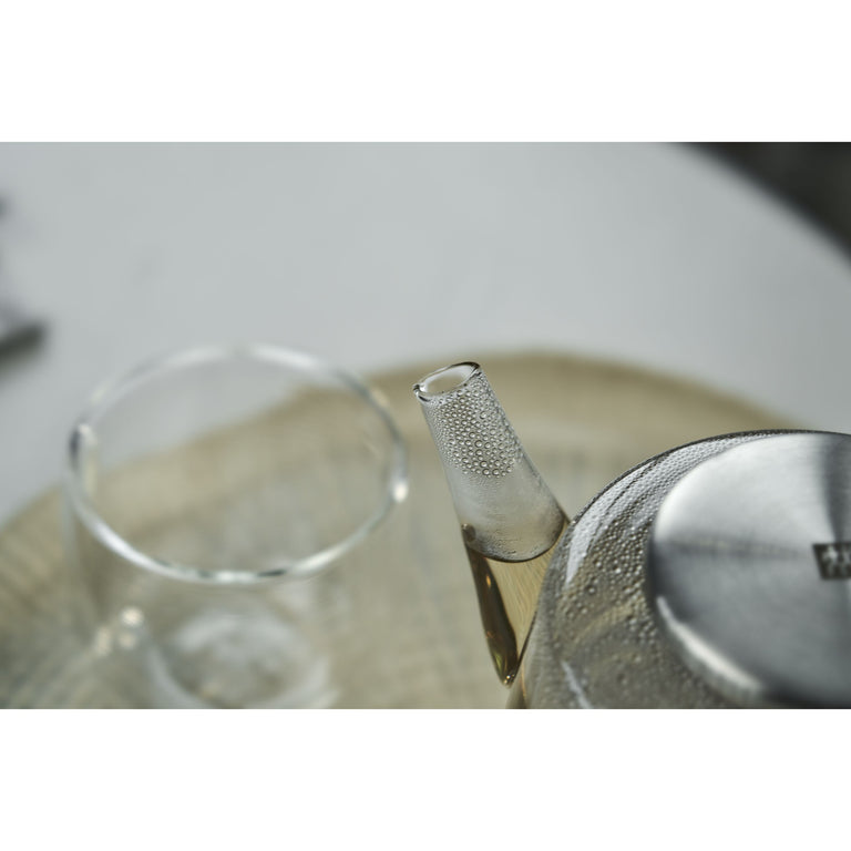 ZWILLING 27oz Glass Teapot with Stainless Steel Stand, Sorrento Double Wall Glassware Series
