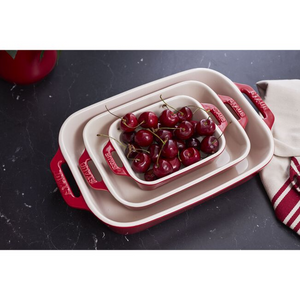 STAUB Ceramic 3-pc Rectangular Baking Dish Set in Cherry