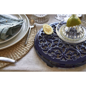 Staub Cast Iron 9-inch Round Cast Iron Lilly Trivet - Dark Blue