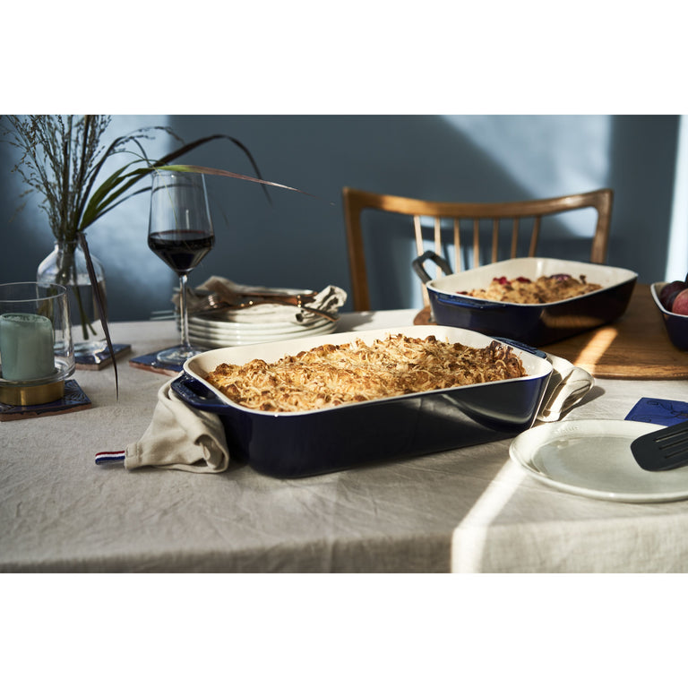 Staub 3pc Rectangular Baking Dish Set in Dark Blue, Ceramic Series