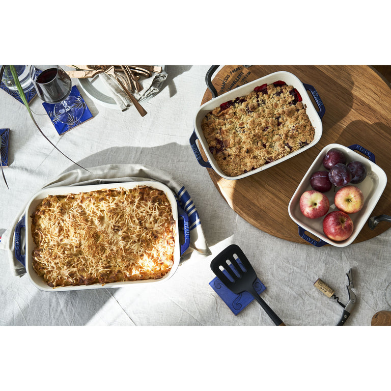 Staub 3pc Rectangular Baking Dish Set in Dark Blue, Ceramic Series