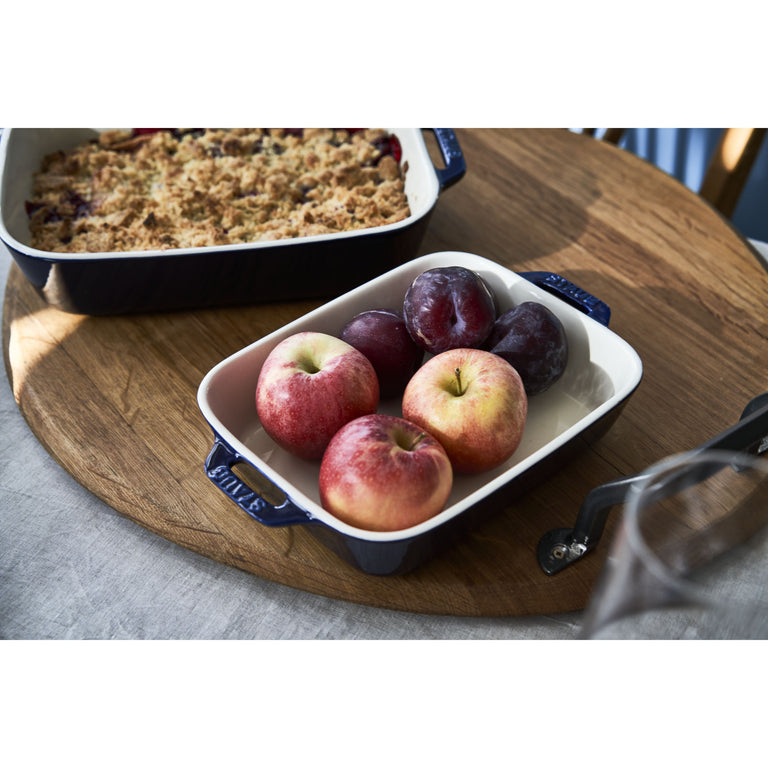 Staub 3pc Rectangular Baking Dish Set in Dark Blue, Ceramic Series