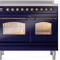 ILVE Nostalgie II 40" Induction Range with Element Stove and Electric Oven in Blue with Bronze Trim, UPDI406NMPMBB