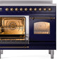 ILVE Nostalgie II 40" Induction Range with Element Stove and Electric Oven in Blue with Bronze Trim, UPDI406NMPMBB