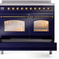 ILVE Nostalgie II 40" Induction Range with Element Stove and Electric Oven in Blue with Bronze Trim, UPDI406NMPMBB