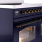 ILVE Nostalgie II 40" Induction Range with Element Stove and Electric Oven in Blue with Bronze Trim, UPDI406NMPMBB