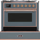 ILVE Majestic II 36" Dual Fuel Propane Gas Range in Blue Grey with Copper Trim, UM09FDNS3BGPLP