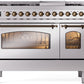 ILVE Nostalgie II 48" Dual Fuel Propane Gas Range in Stainless Steel with Bronze Trim, UP48FNMPSSBLP