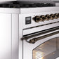 ILVE Nostalgie II 48" Dual Fuel Propane Gas Range in Stainless Steel with Bronze Trim, UP48FNMPSSBLP