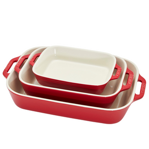 STAUB Ceramic 3-pc Rectangular Baking Dish Set in Cherry