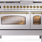 ILVE Nostalgie II 48" Dual Fuel Propane Gas Range in Stainless Steel with Brass Trim, UP48FNMPSSGLP