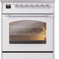 ILVE Nostalgie II 30" Dual Fuel Natural Gas Range in White with Chrome Trim, UP30NMPWHC