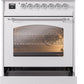 ILVE Nostalgie II 30" Dual Fuel Natural Gas Range in White with Chrome Trim, UP30NMPWHC