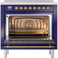 ILVE Nostalgie II 36" Induction Range with Element Stove and Electric Oven in Blue with Brass Trim, UPI366NMPMBG