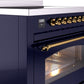 ILVE Nostalgie II 36" Induction Range with Element Stove and Electric Oven in Blue with Brass Trim, UPI366NMPMBG