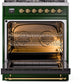 ILVE Nostalgie II 30" Dual Fuel Propane Gas Range in Emerald Green with Brass Trim, UP30NMPEGGLP