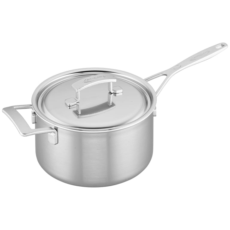 Demeyere 4 Qt. Stainless Steel Sauce Pan with Helper Handle, Industry Series