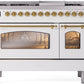 ILVE Nostalgie II 48" Dual Fuel Propane Gas Range in White with Brass Trim, UP48FNMPWHGLP