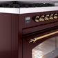 ILVE Nostalgie II 48" Dual Fuel Propane Gas Range in Burgundy with Brass Trim, UP48FNMPBUGLP