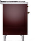 ILVE Nostalgie II 48" Dual Fuel Propane Gas Range in Burgundy with Brass Trim, UP48FNMPBUGLP
