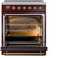 ILVE Nostalgie II 30" Induction Range with Element Stove and Electric Oven in Burgundy with Brass Trim, UPI304NMPBUG