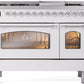 ILVE Nostalgie II 48" Dual Fuel Natural Gas Range in White with Chrome Trim, UP48FNMPWHC