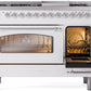 ILVE Nostalgie II 48" Dual Fuel Natural Gas Range in White with Chrome Trim, UP48FNMPWHC