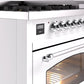 ILVE Nostalgie II 48" Dual Fuel Natural Gas Range in White with Chrome Trim, UP48FNMPWHC