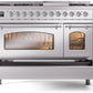 ILVE Nostalgie II 48" Dual Fuel Natural Gas Range in Stainless Steel with Chrome Trim, UP48FNMPSSC