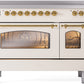ILVE Nostalgie II 48" Induction Range with Element Stove and Electric Oven in Antique White with Brass Trim, UPI486NMPAWG