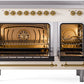 ILVE Nostalgie II 48" Induction Range with Element Stove and Electric Oven in Antique White with Brass Trim, UPI486NMPAWG