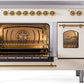ILVE Nostalgie II 48" Induction Range with Element Stove and Electric Oven in Antique White with Brass Trim, UPI486NMPAWG