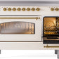 ILVE Nostalgie II 48" Induction Range with Element Stove and Electric Oven in Antique White with Brass Trim, UPI486NMPAWG
