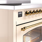 ILVE Nostalgie II 48" Induction Range with Element Stove and Electric Oven in Antique White with Brass Trim, UPI486NMPAWG