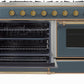 ILVE Majestic II 60" Dual Fuel Natural Gas Range in Blue Grey with Brass Trim, UM15FDNS3BGG