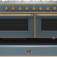 ILVE Majestic II 60" Dual Fuel Natural Gas Range in Blue Grey with Brass Trim, UM15FDNS3BGG